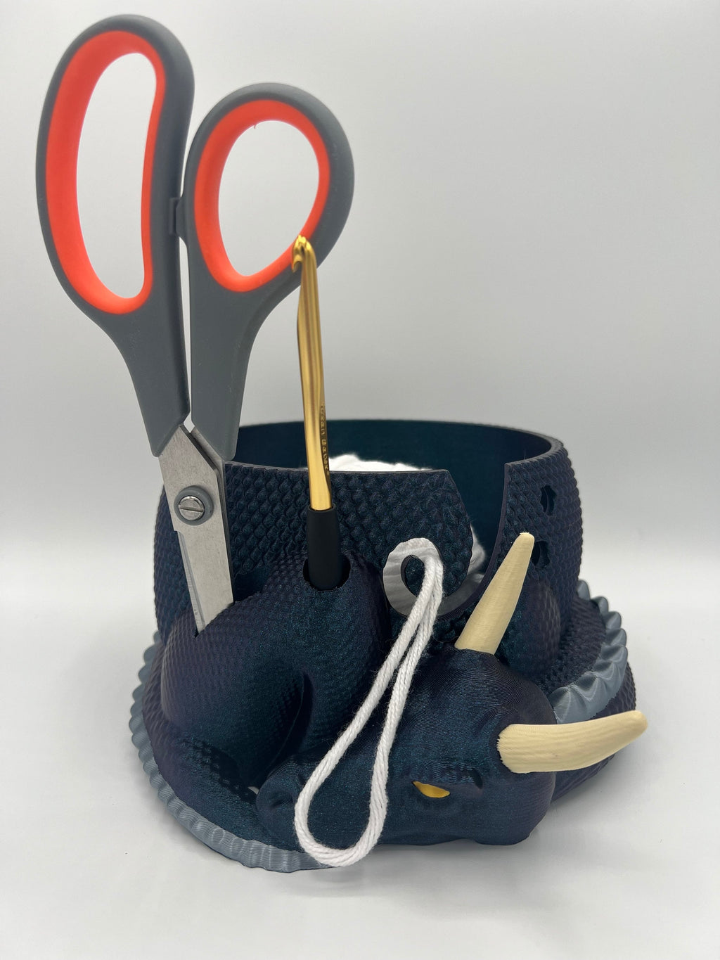 3D Printed Dragon Yarn Bowl: Burnt Titanium Knitting & Crochet Tool Holder