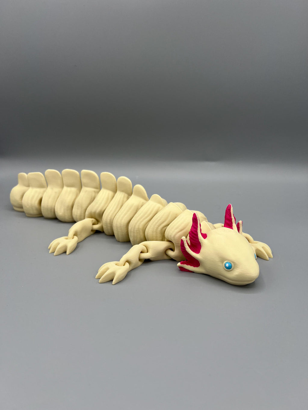 3D Printed Articulating Axolotl Toy: Albino Style Fidget