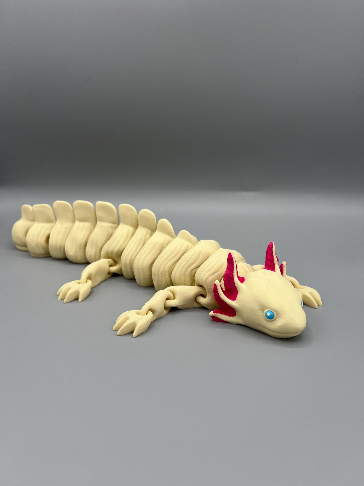 3D Printed Articulating Axolotl Toy: Albino Style Fidget