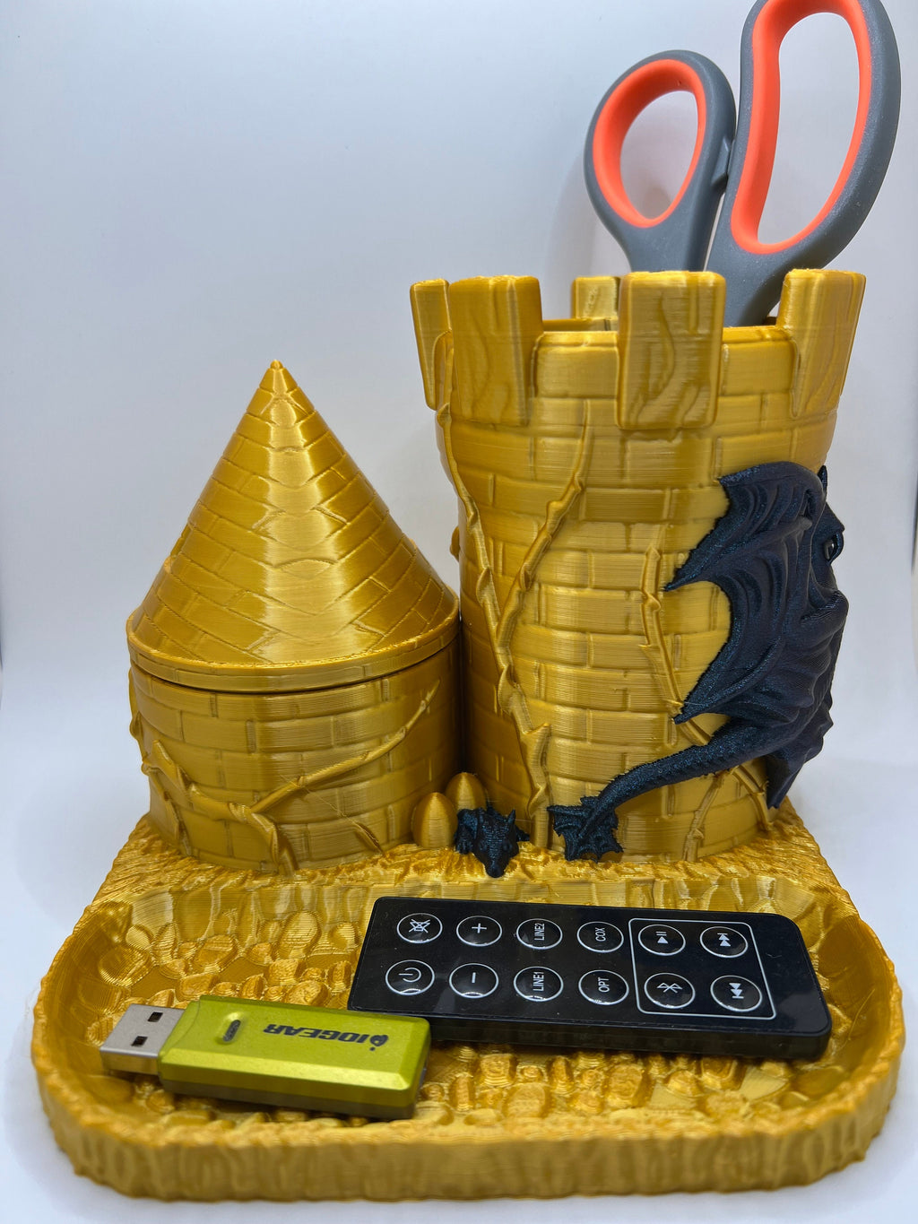 Dragon Castle Desk Organizer: 3D Printed Medieval Pen & Phone Holder