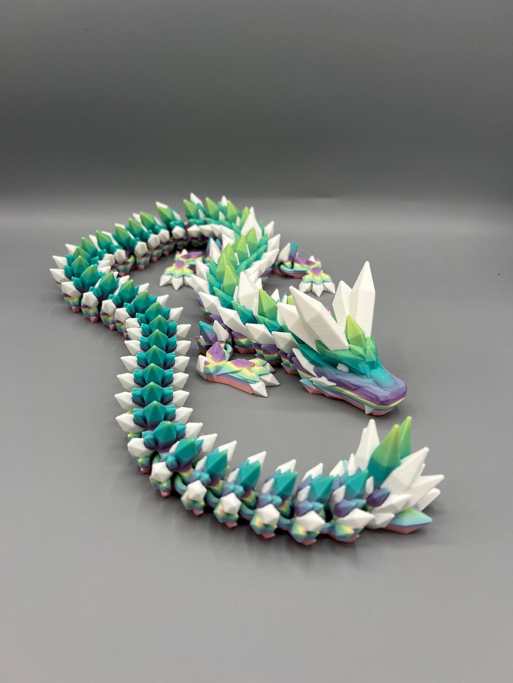 3D Printed Articulated Crystal Dragon: Rainbow Fidget Desk Toy