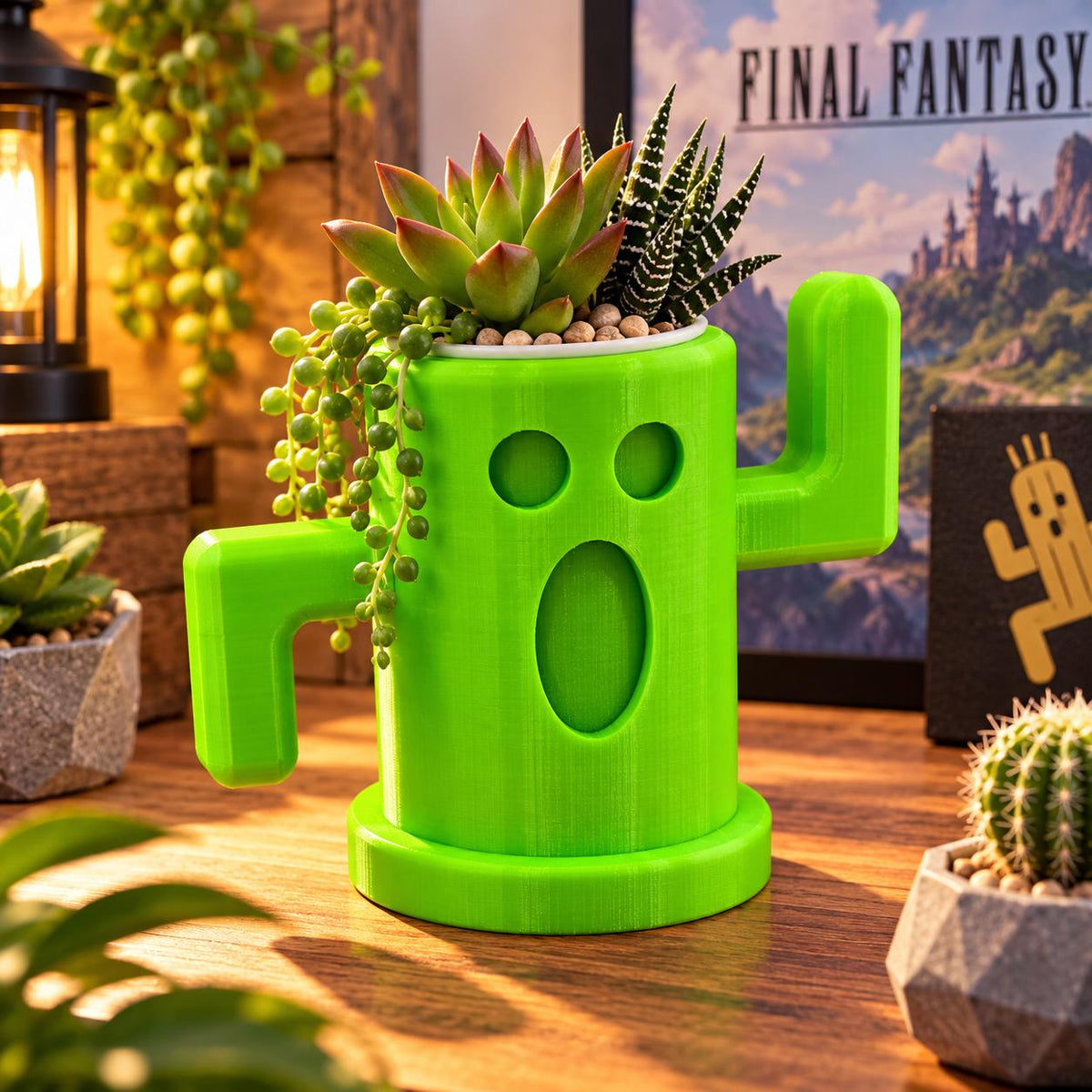 3D Printed Cactuar Planter: Final Fantasy Gaming Decor