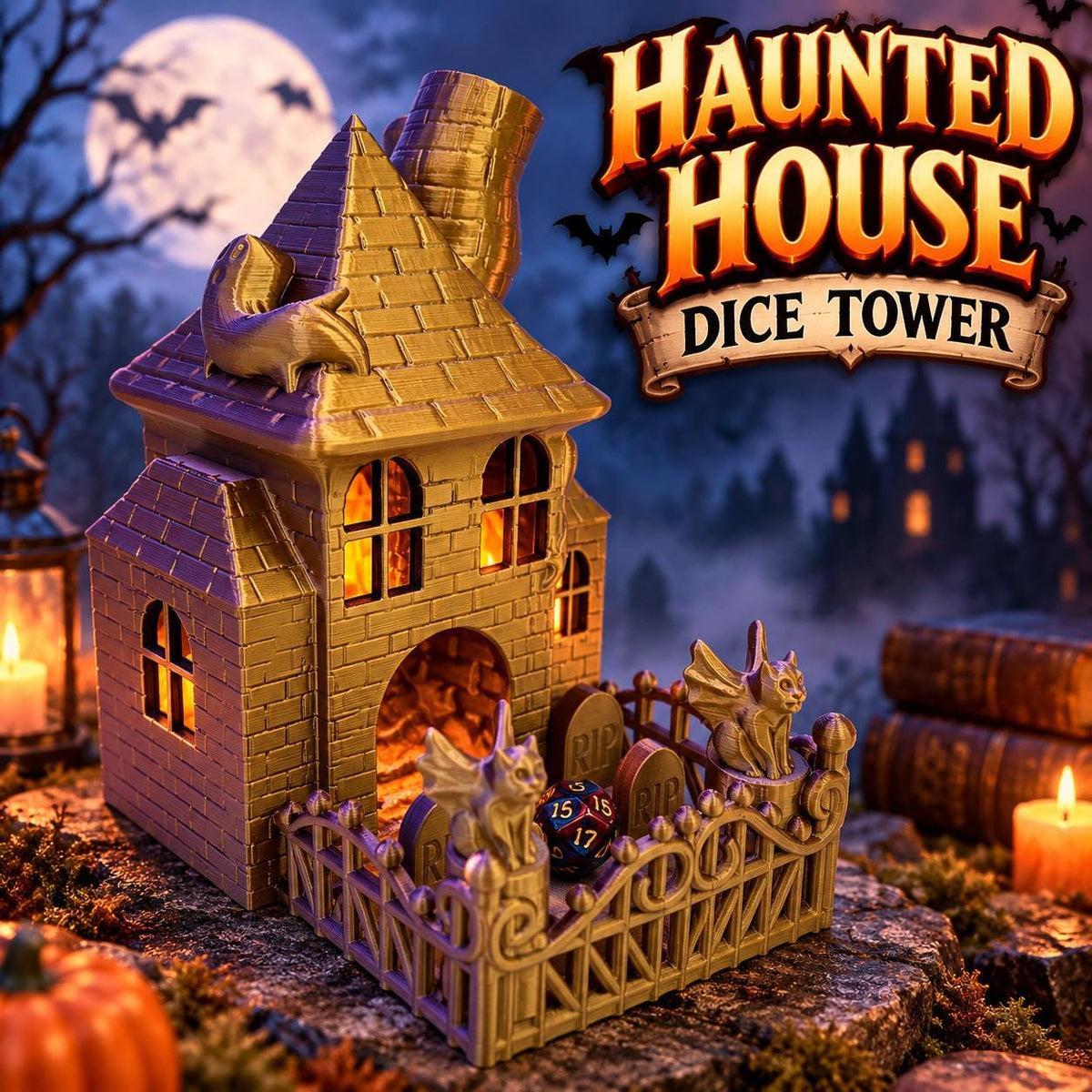 3D Printed Haunted House Dice Tower: DnD Gaming Accessory