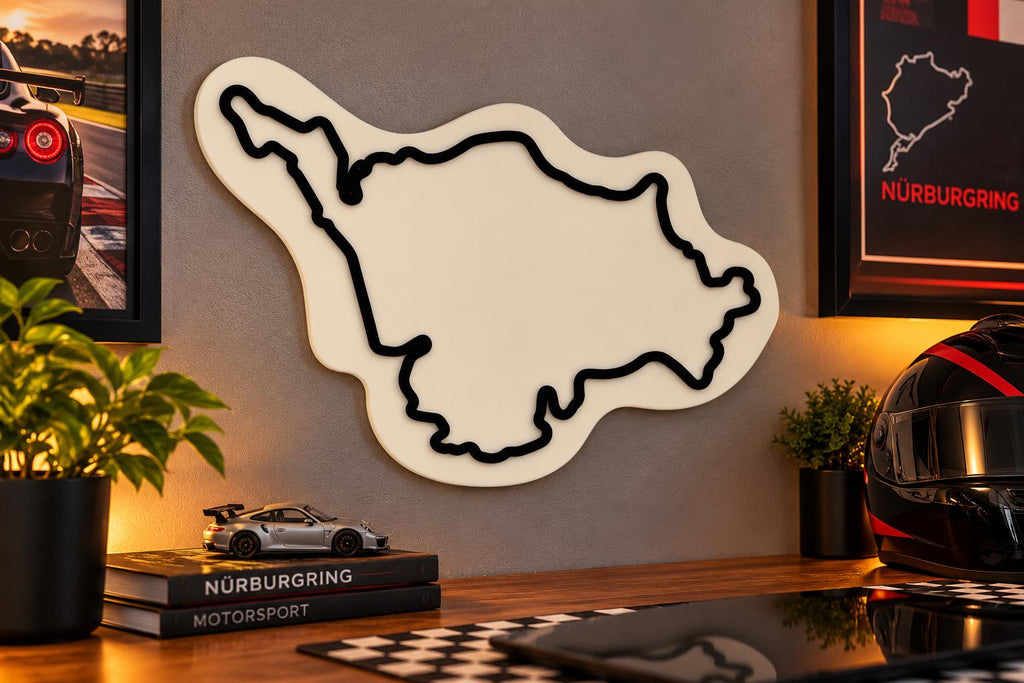 3D Printed Nürburgring Race Track Wall Art: Customizable Colors