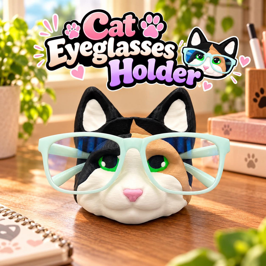 3D Printed Calico Cat Eyeglasses Holder – Cat Lover Gift