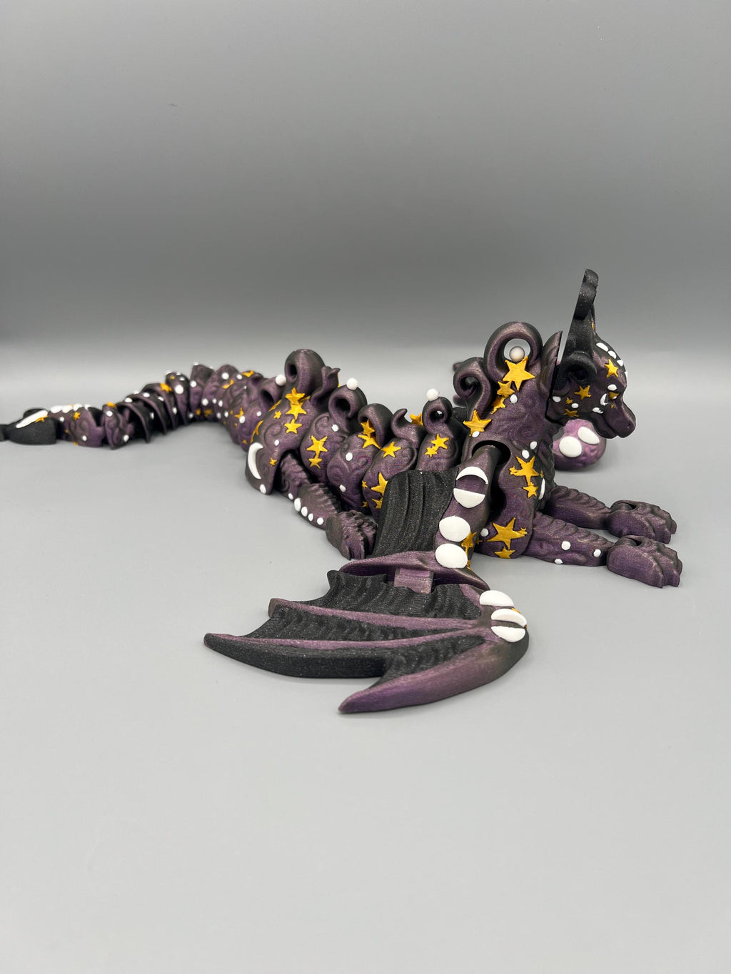 3D Printed Galaxy Dragon Fidget Toy: Articulated Lunar Figurine