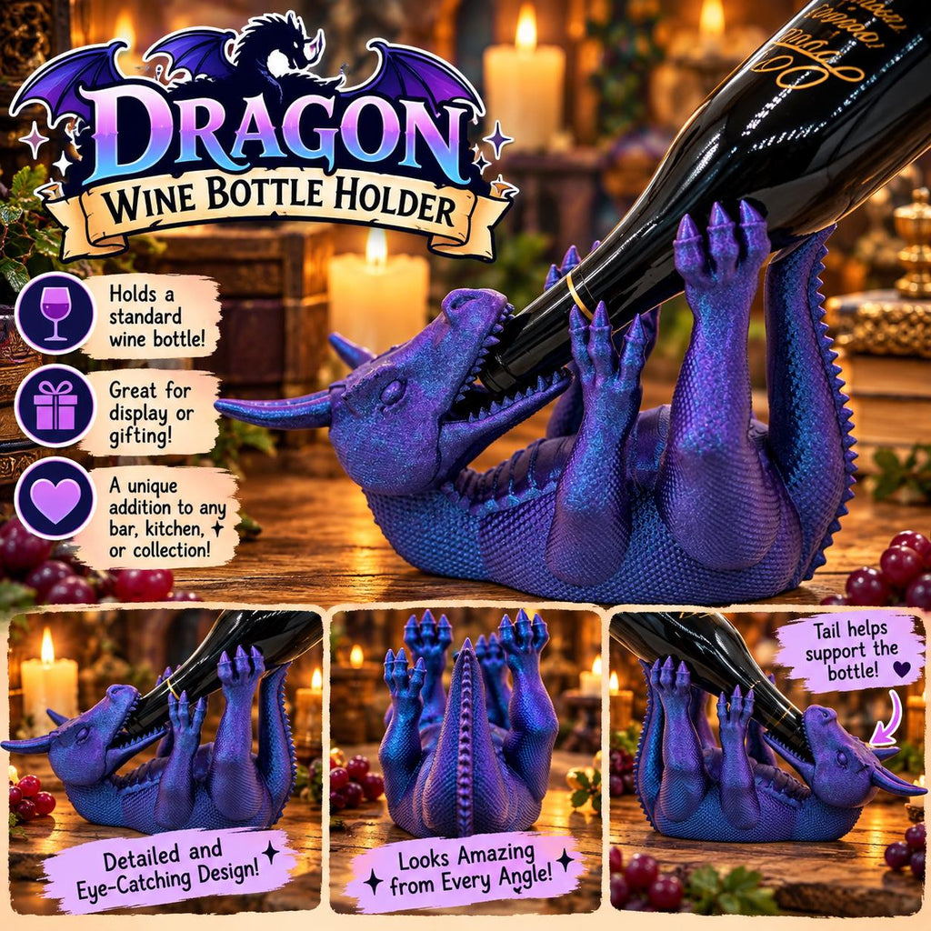 3D Printed Dragon Wine Bottle Holder: Medieval Fantasy Decor