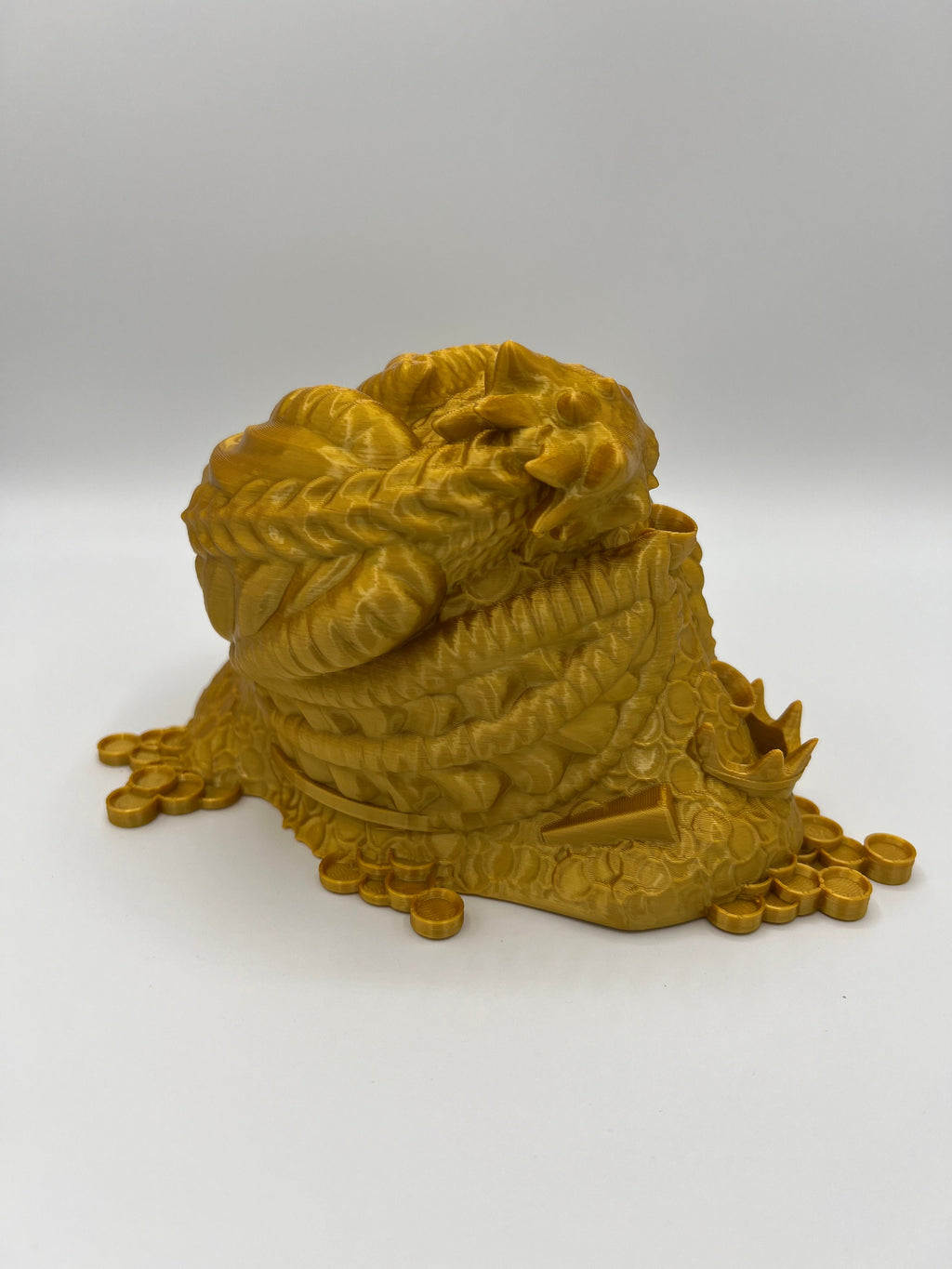 3D Printed Dragon Piggy Bank: Silky Gold Coin Storage