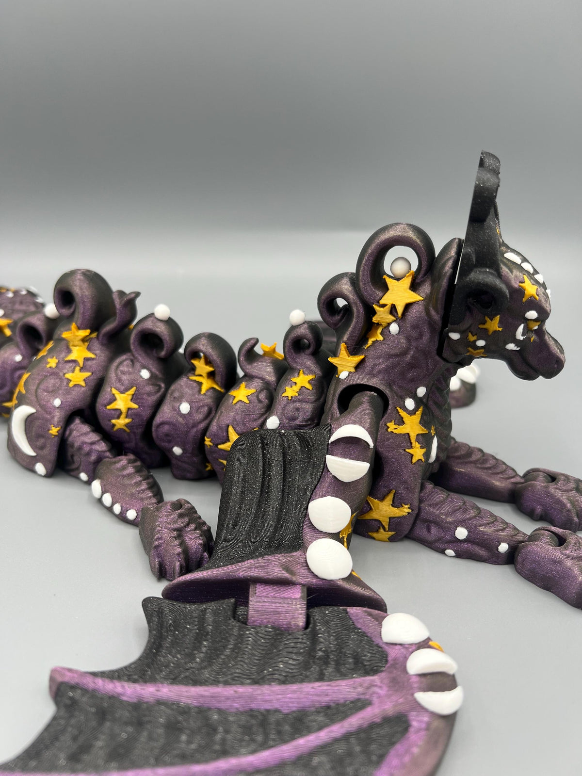 3D Printed Galaxy Dragon Fidget Toy: Articulated Lunar Figurine