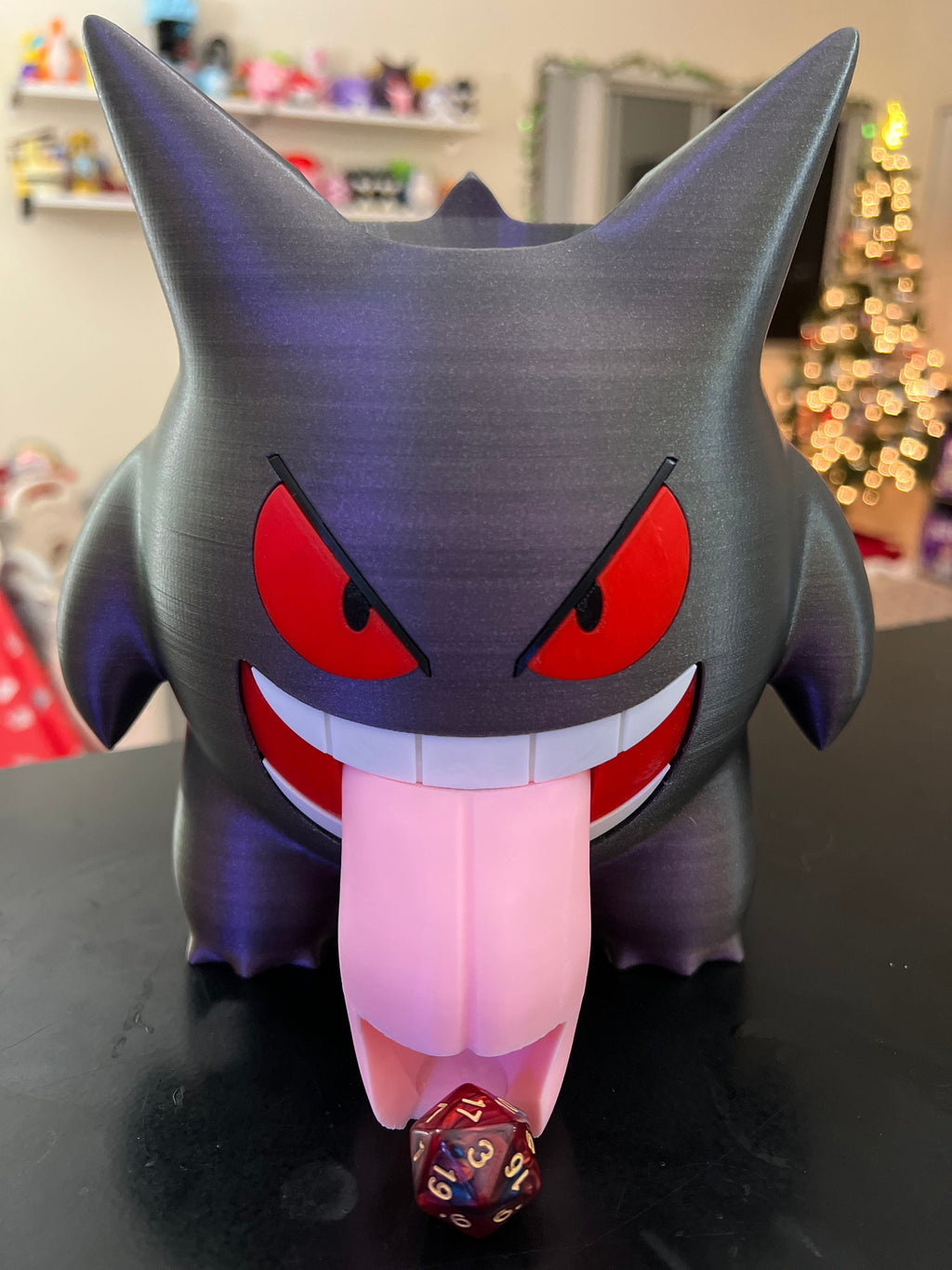 Gengar Themed Dice Tower 20mm - DnD - Gift for Pokemon Fans - Board Games - Dice Tower - Tile Games - Anime Fanart - Tongue Out - Dice
