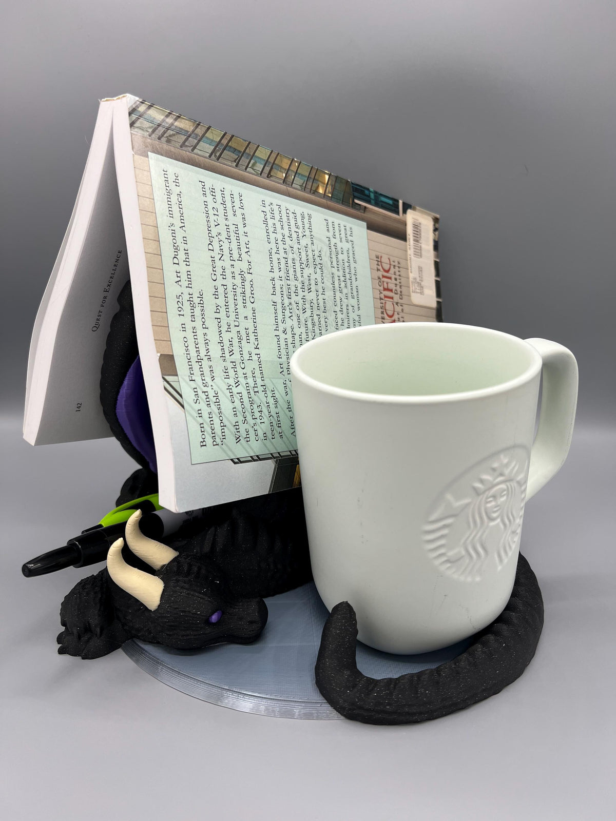 3D Printed Dragon Book Stand & Desk Organizer | Fantasy Decor