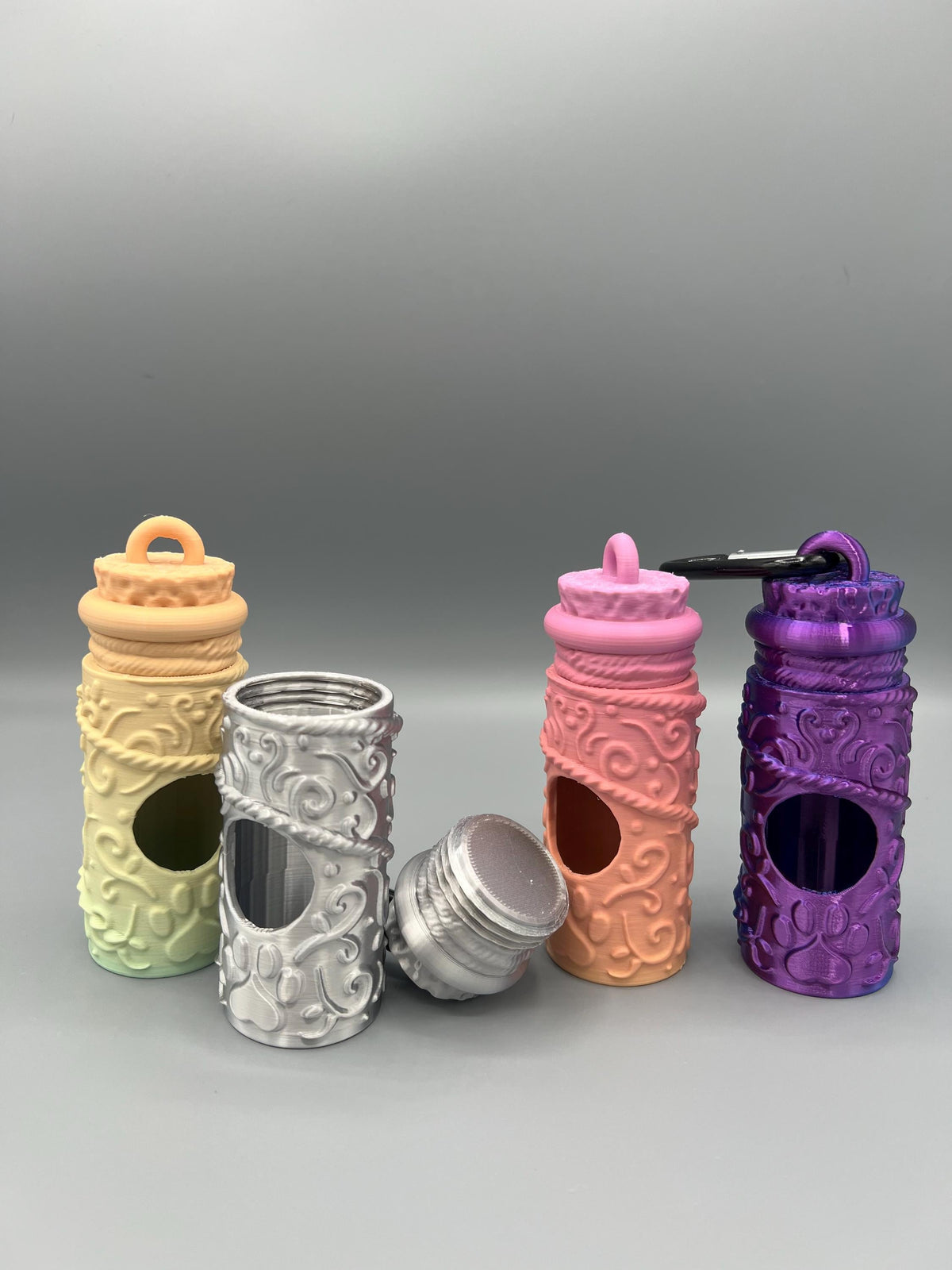 3D Printed Dog Poop Bag Holder: Paw Print Design, Carabiner Clip