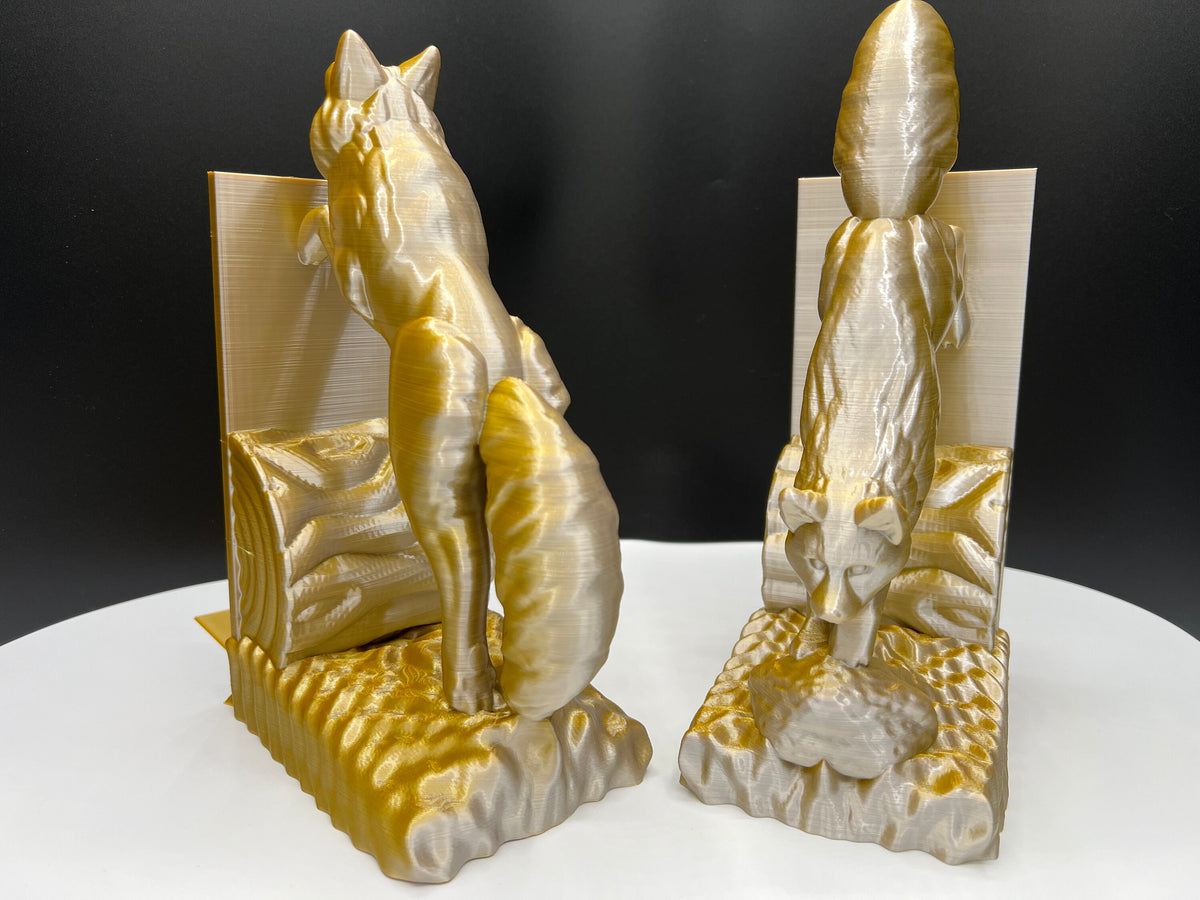 3D Printed Jumping Fox Bookends: Books & Game Storage