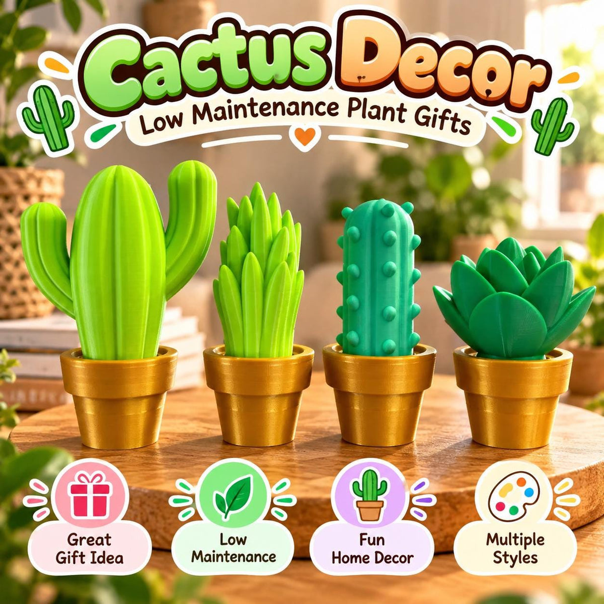 3D Printed Cactus Decor: Low Maintenance Plant Gifts