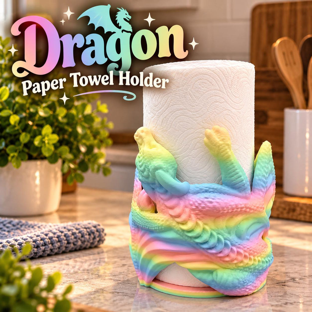 3D Printed Dragon Paper Towel Holder: Fantasy Kitchen Decor