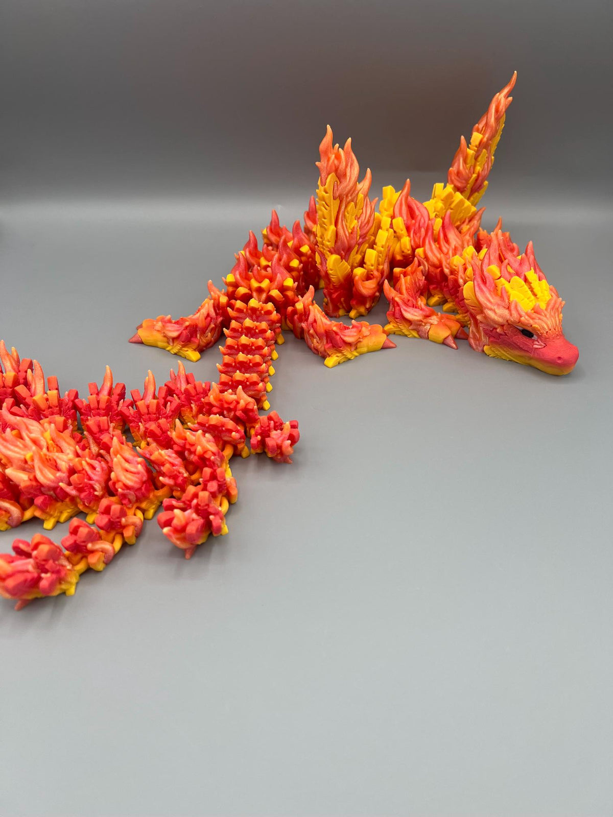Articulating Phoenix Dragon | 23" Flexi Fidget Toy, Sunrise Gradient PLA, Poseable Fantasy Collectible