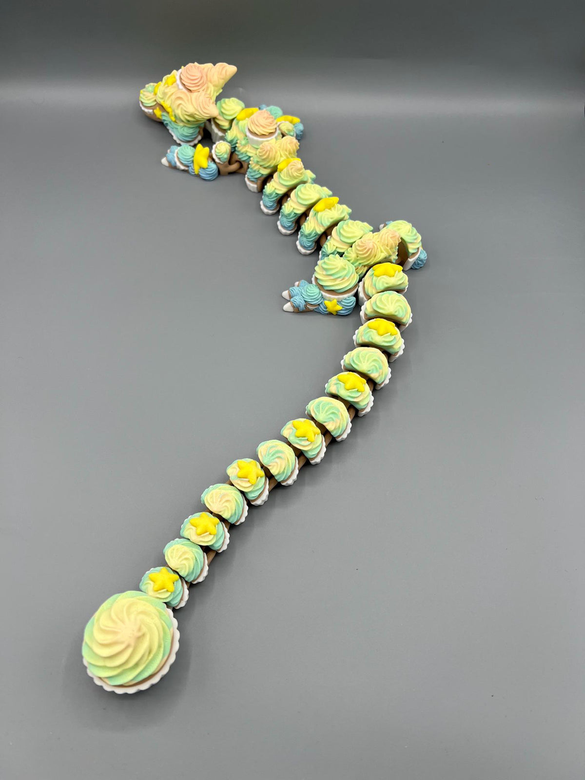 Flexi Birthday Cupcake Dragon | Articulating 3D Printed Dragon | Sensory Fidget Toy | Cute Dragon Collector Gift | Custom Color Dragon