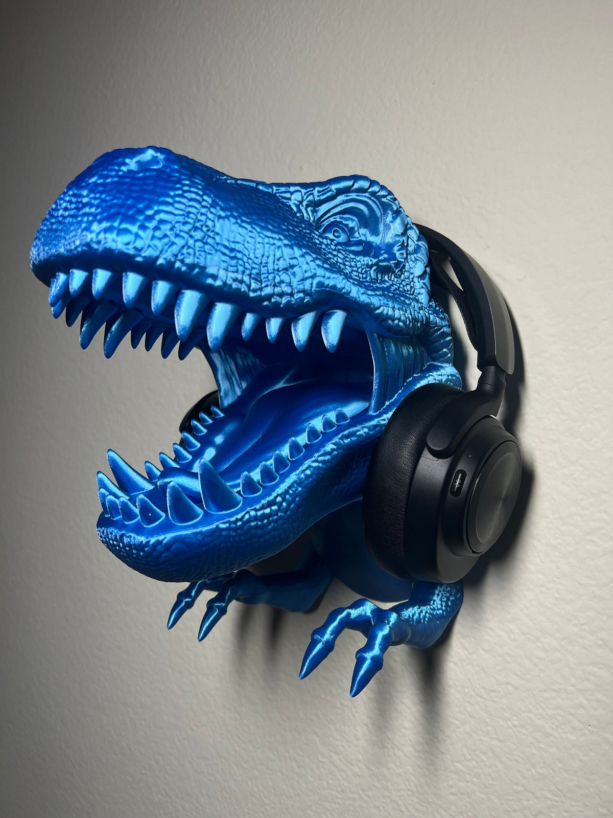 3D Printed T-Rex Headphone Hanger: Wall Mounted Dinosaur Headset Holder