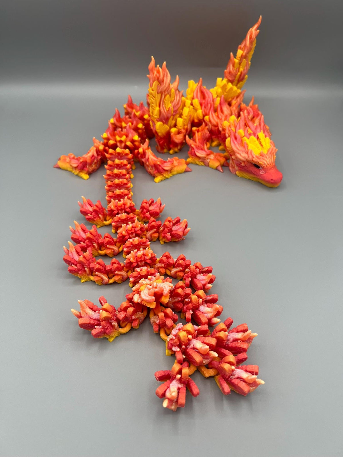 Articulating Phoenix Dragon | 23" Flexi Fidget Toy, Sunrise Gradient PLA, Poseable Fantasy Collectible