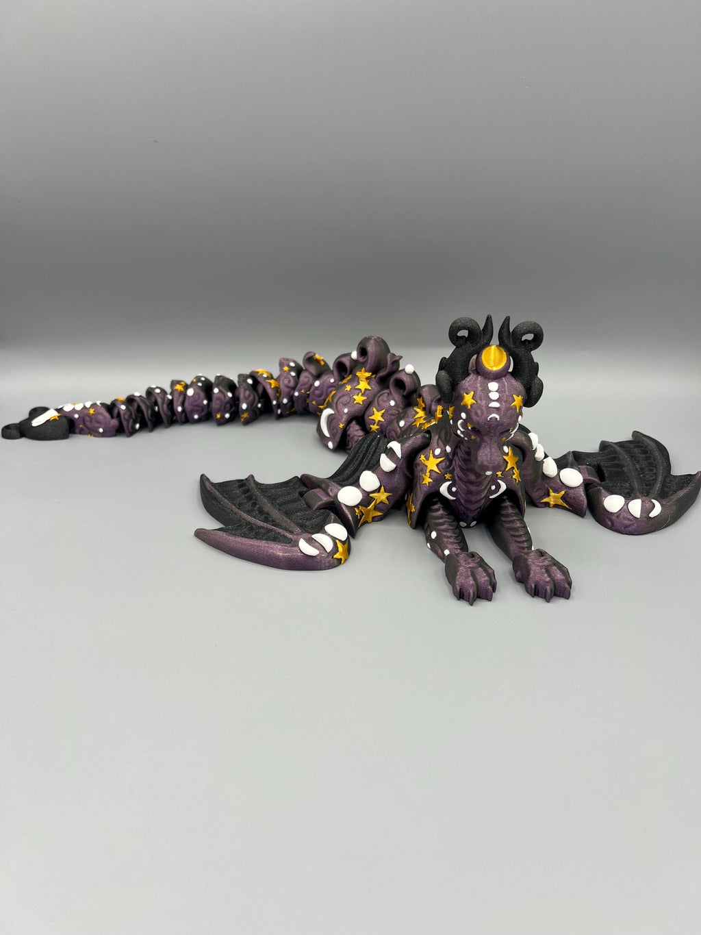 3D Printed Galaxy Dragon Fidget Toy: Articulated Lunar Figurine