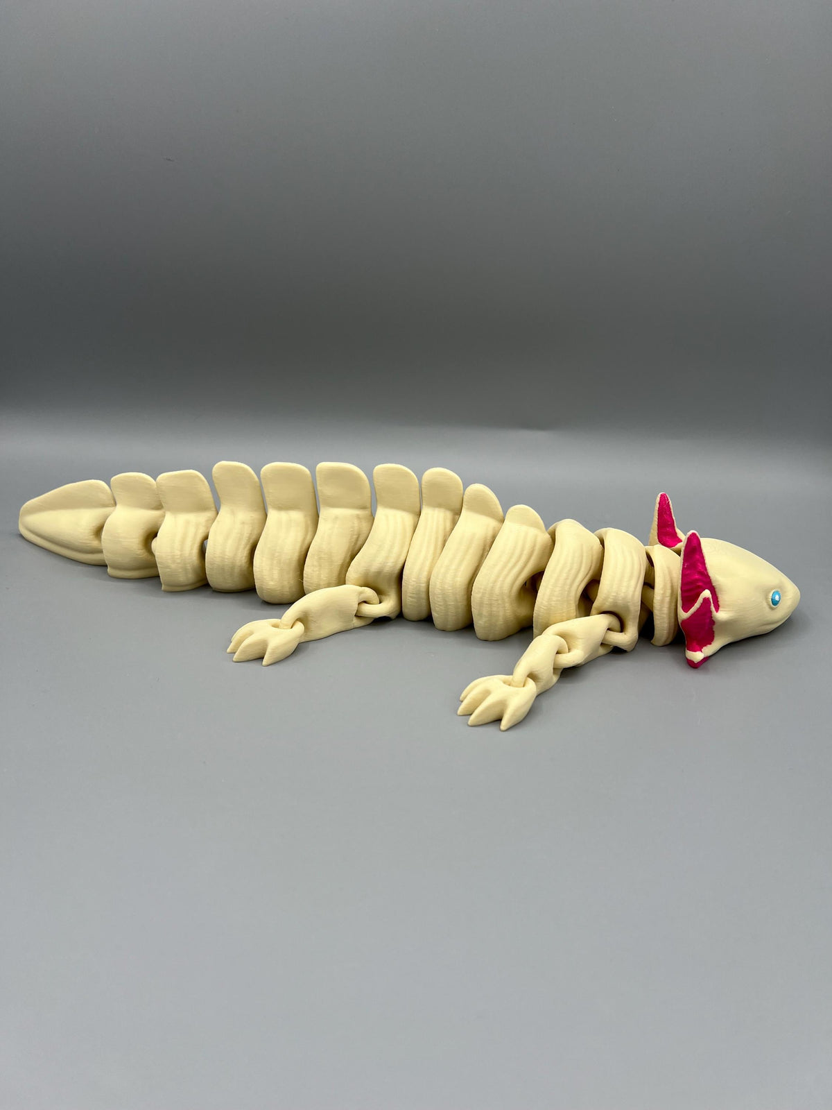 3D Printed Articulating Axolotl Toy: Albino Style Fidget