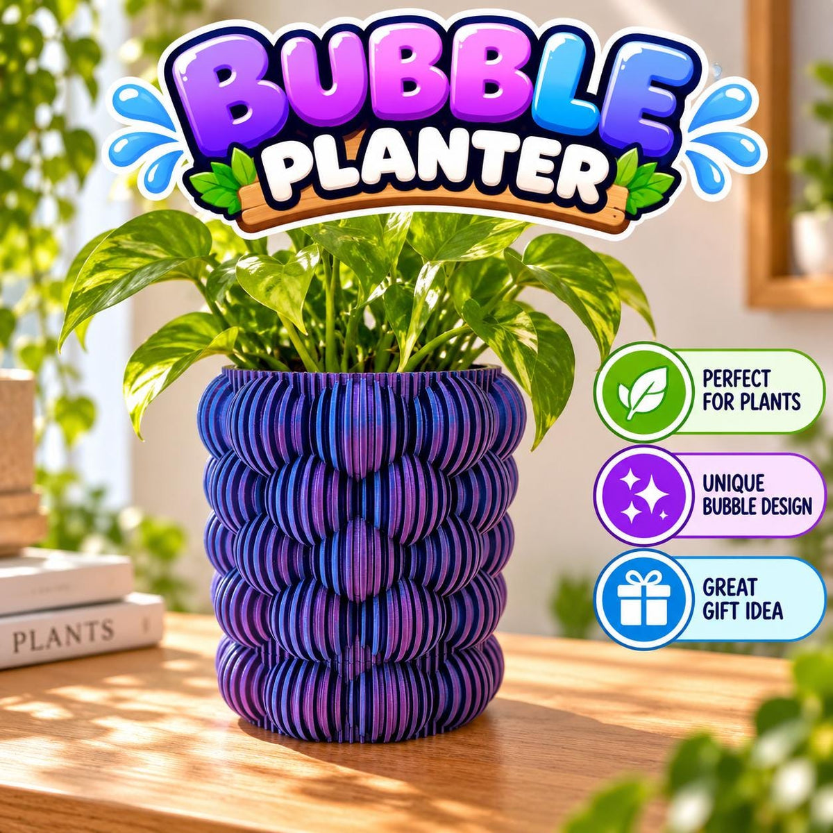 3D Printed Bubble Planter: Color-Changing Silk Filament, Drainage