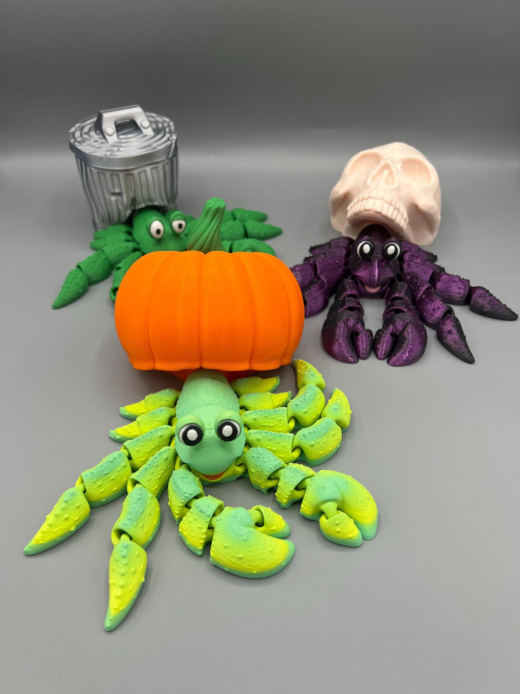 3D Printed Articulating Hermit Crab: Halloween, Skull, or Trash Can