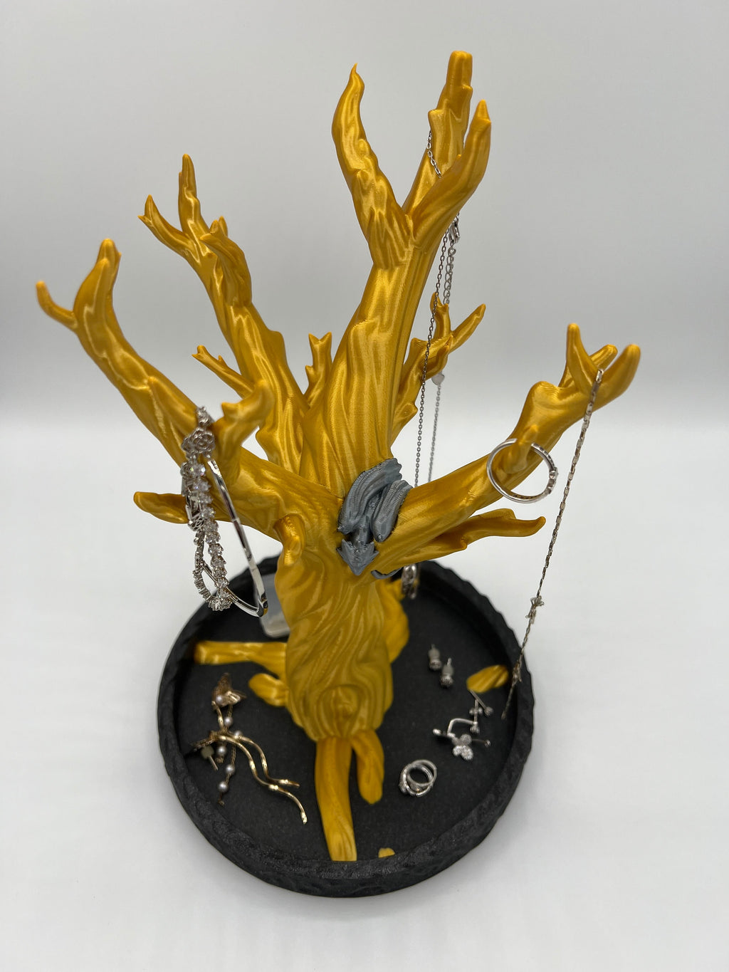 Gold Dragon Jewelry Tree: 3D Printed Ring & Necklace Holder