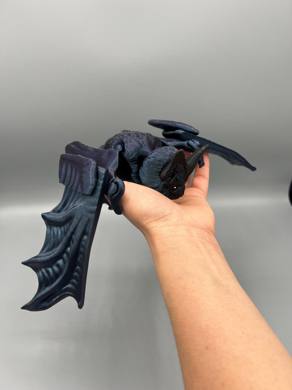 Flexi Bat Figurine: Articulating 3D Printed Burnt Titanium Shimmer Toy