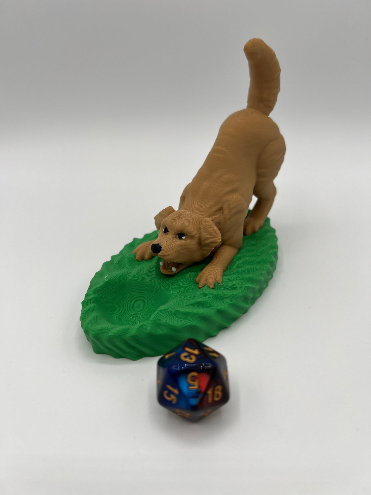 Playful Dog Dice Guardian: 3D Printed Dice Holder, Gamer Gift