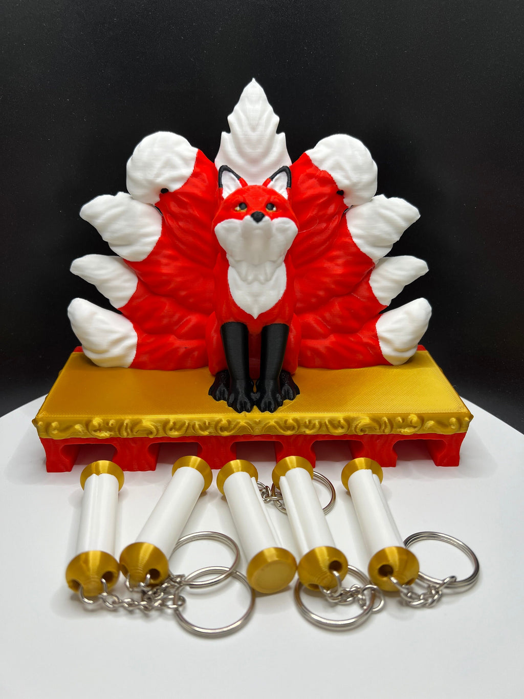 Kitsune Fox Keychain Hanger: 3D Printed Wall Decor, Key Storage