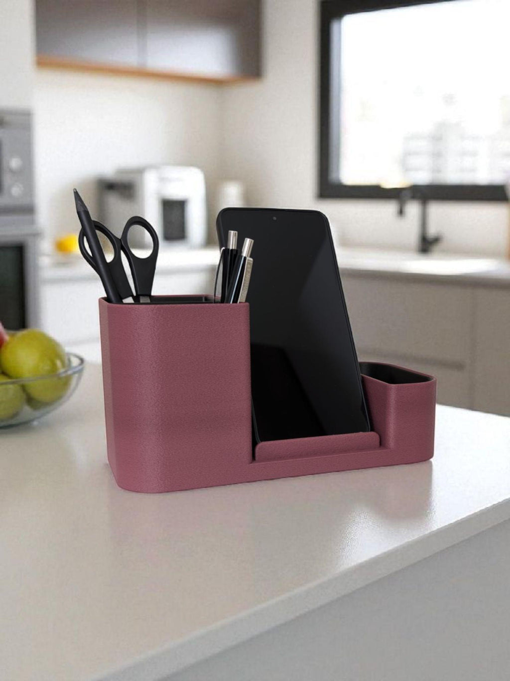 3D Printed Phone Stand Organizer | Desk Accessory with Pen Holder