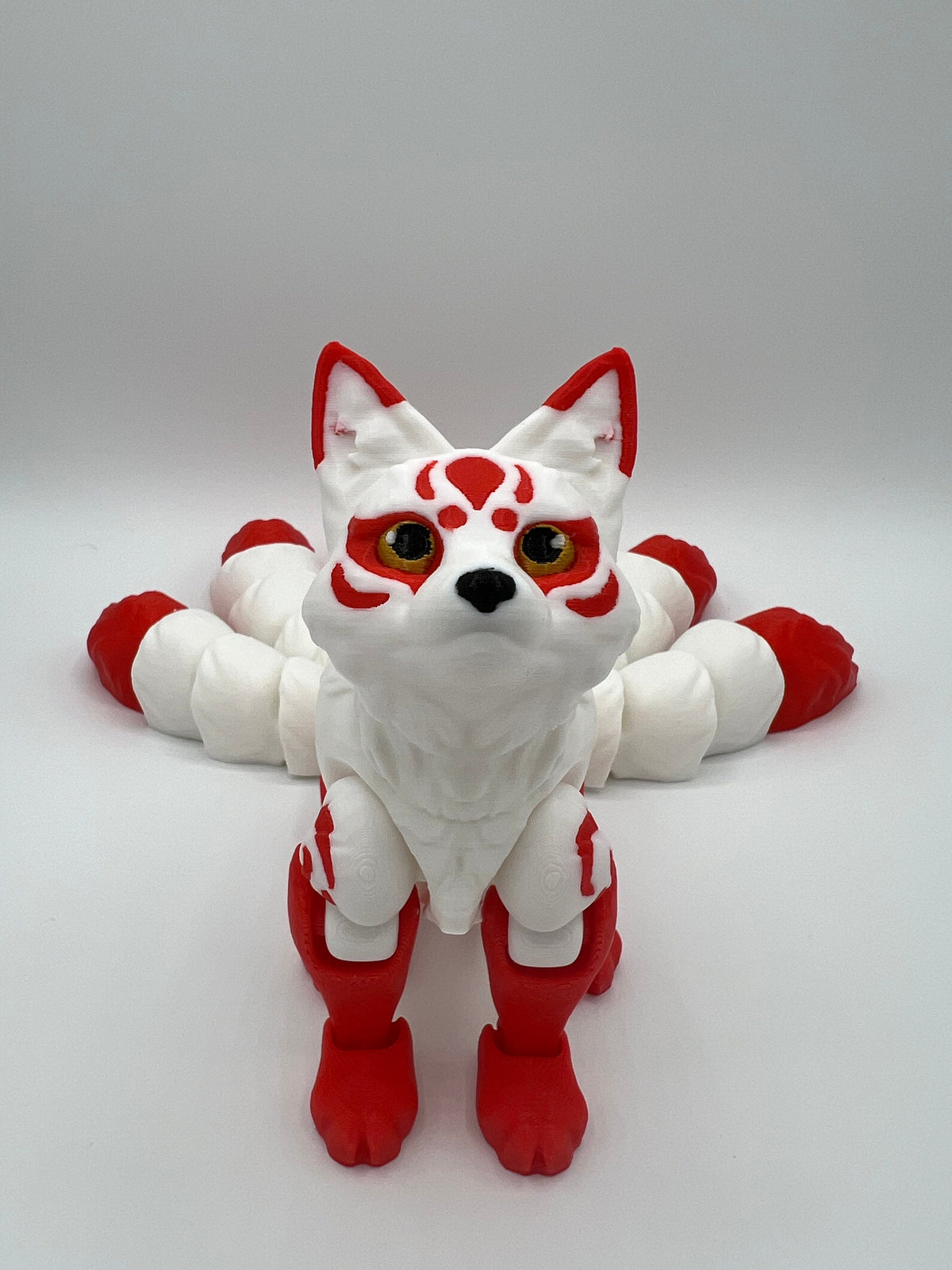 3D Printed Kitsune Figurine: Articulated Flexible Fidget Toy