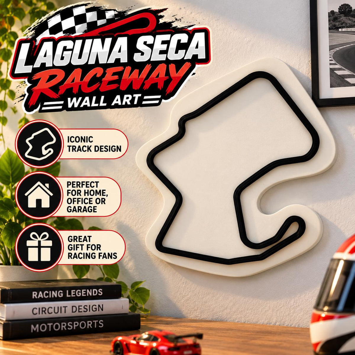 Laguna Seca Raceway Wall Art: 3D Printed Race Track Decor