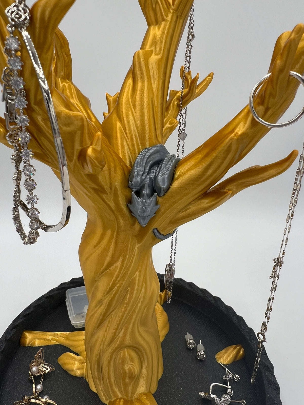 Gold Dragon Jewelry Tree: 3D Printed Ring & Necklace Holder
