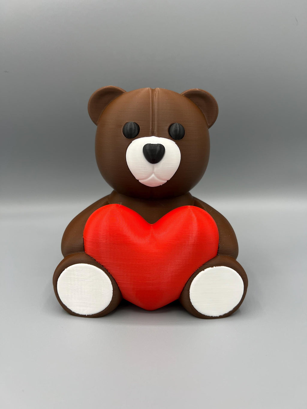 3D Printed Teddy Bear with Heart - Customizable Colors