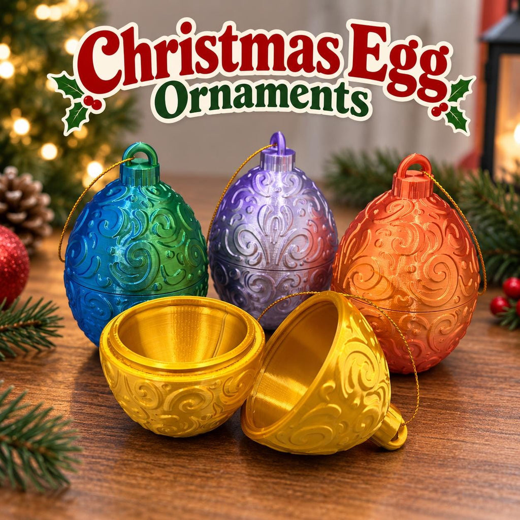 3D Printed Christmas Egg Ornament: Twist-Open Storage