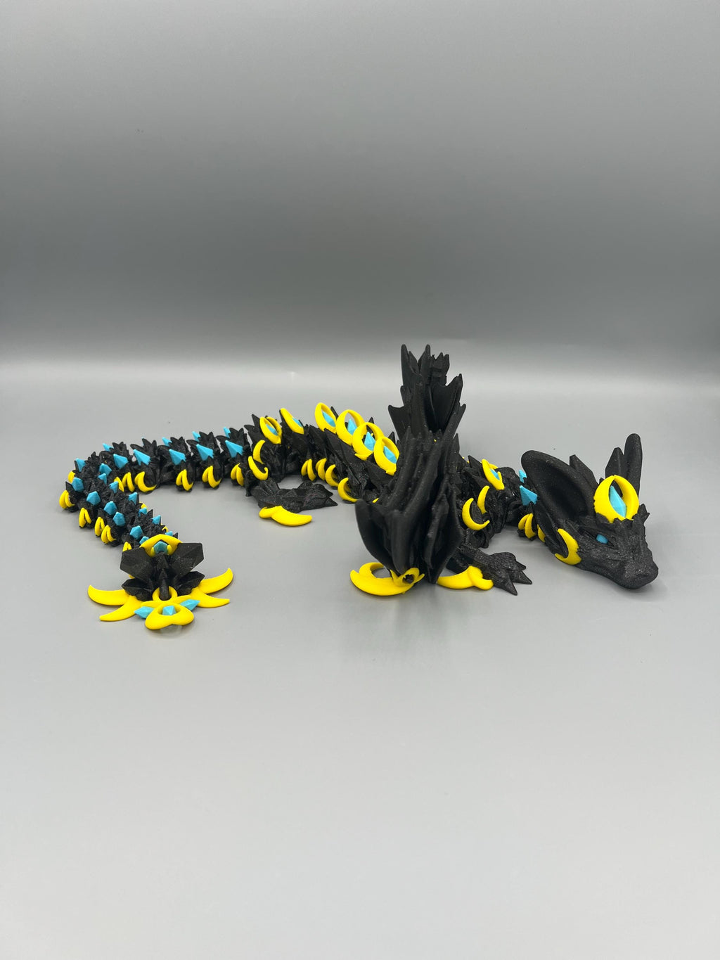Articulating Nightwing Dragon: 3D Printed Galaxy Black Fantasy Figurine