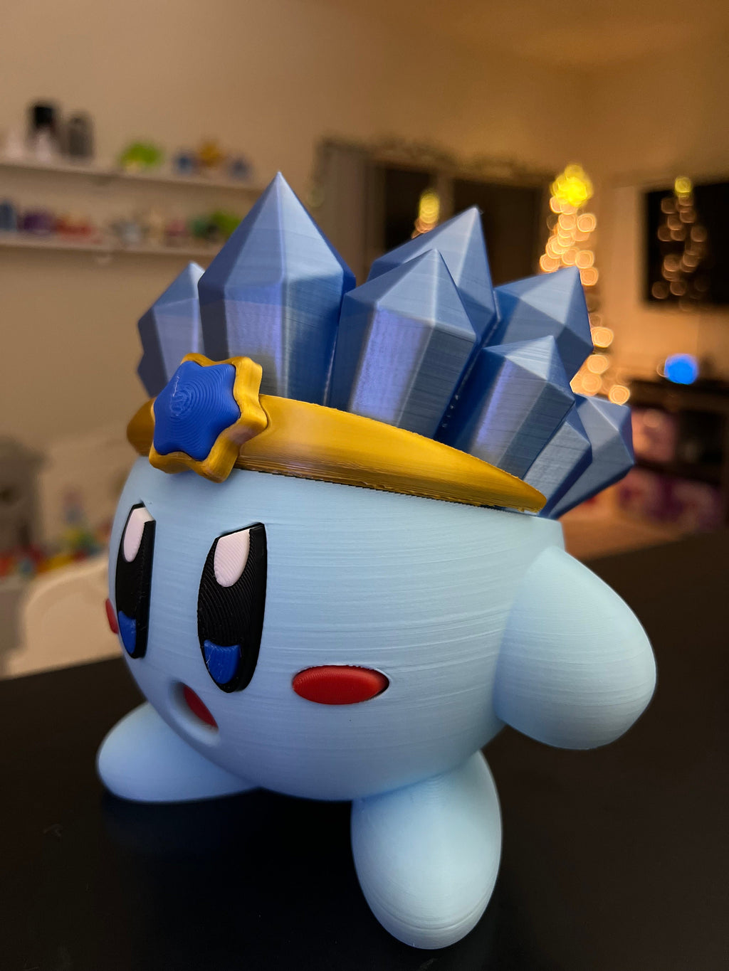 Ice Kirby 3D Figurine: Blue Kirby Fan Art Decor