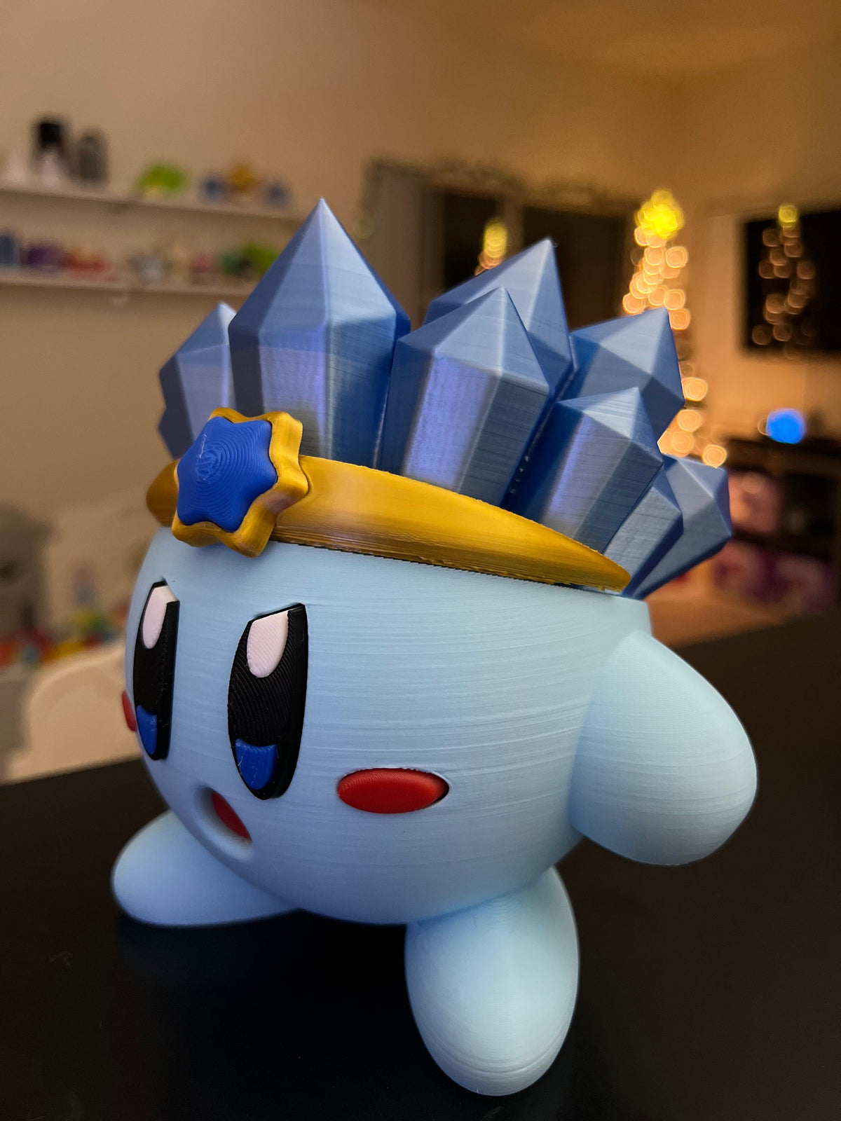 Ice Kirby 3D Figurine: Blue Kirby Fan Art Decor