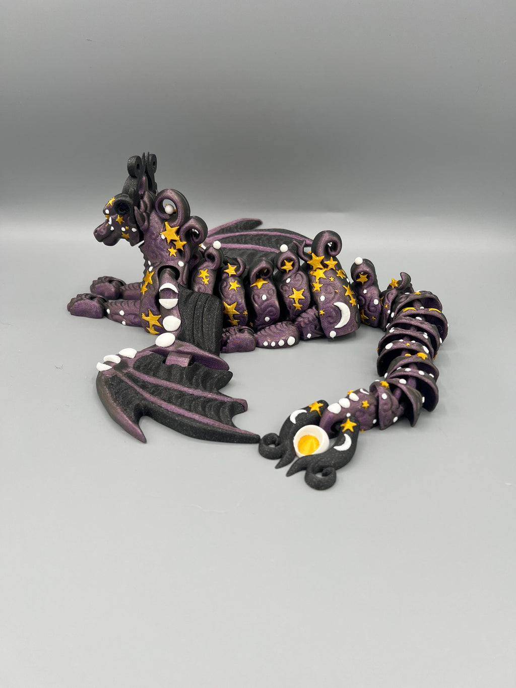 3D Printed Galaxy Dragon Fidget Toy: Articulated Lunar Figurine