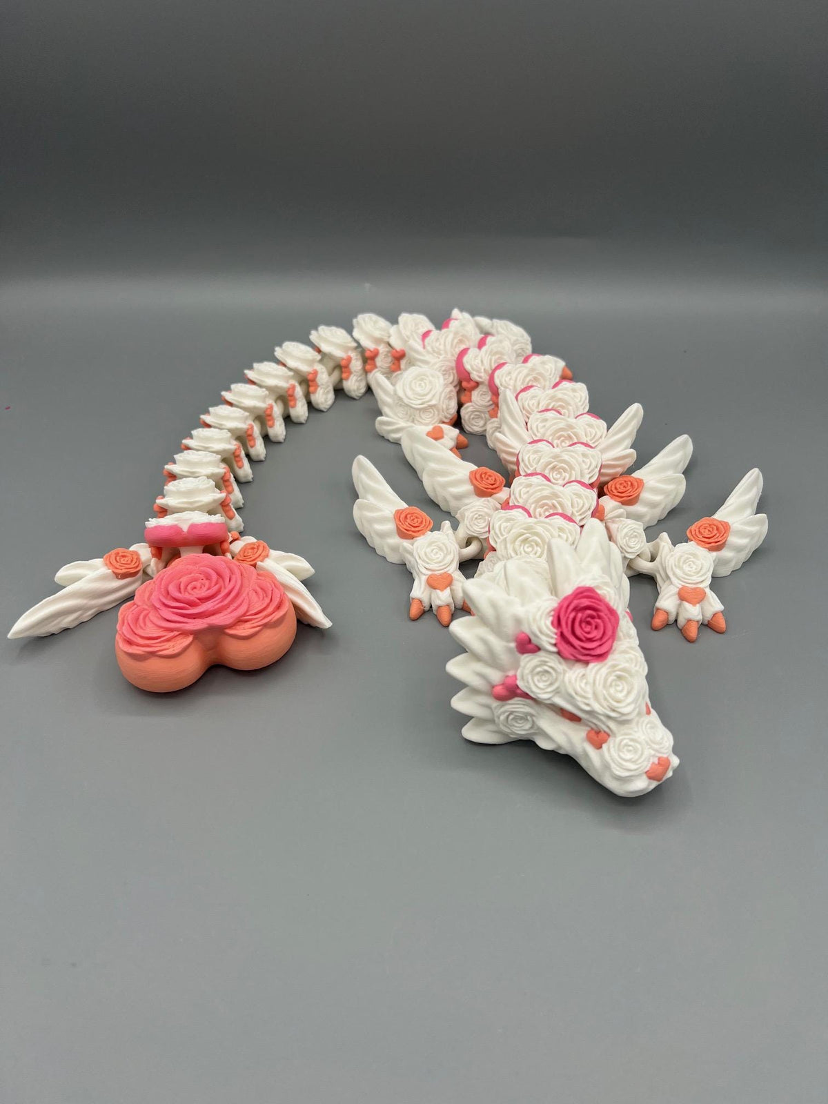 Rose Heart Dragon – Articulating Flexi Dragon, Fantasy Fidget Toy