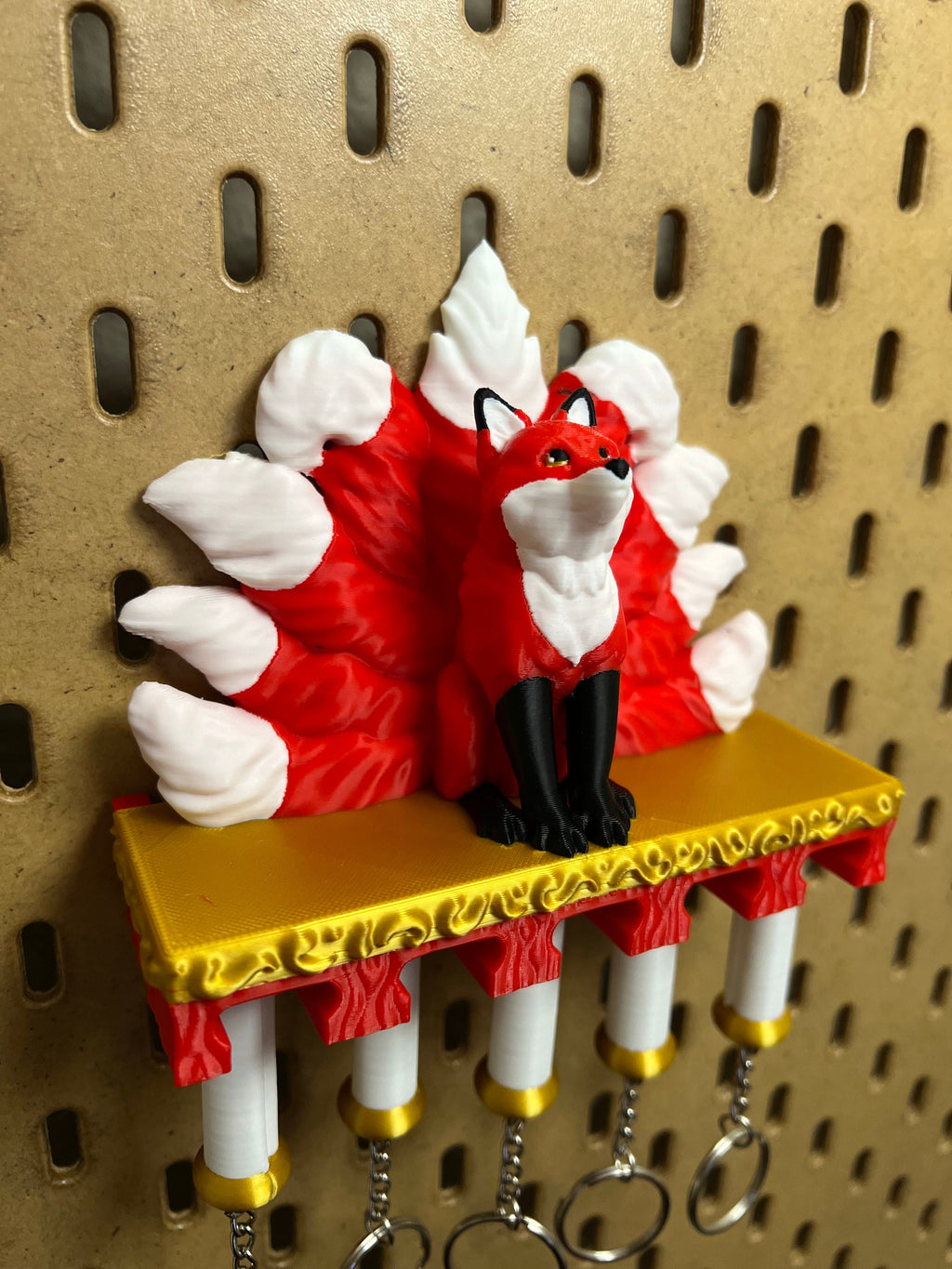 Kitsune Fox Keychain Hanger: 3D Printed Wall Decor, Key Storage