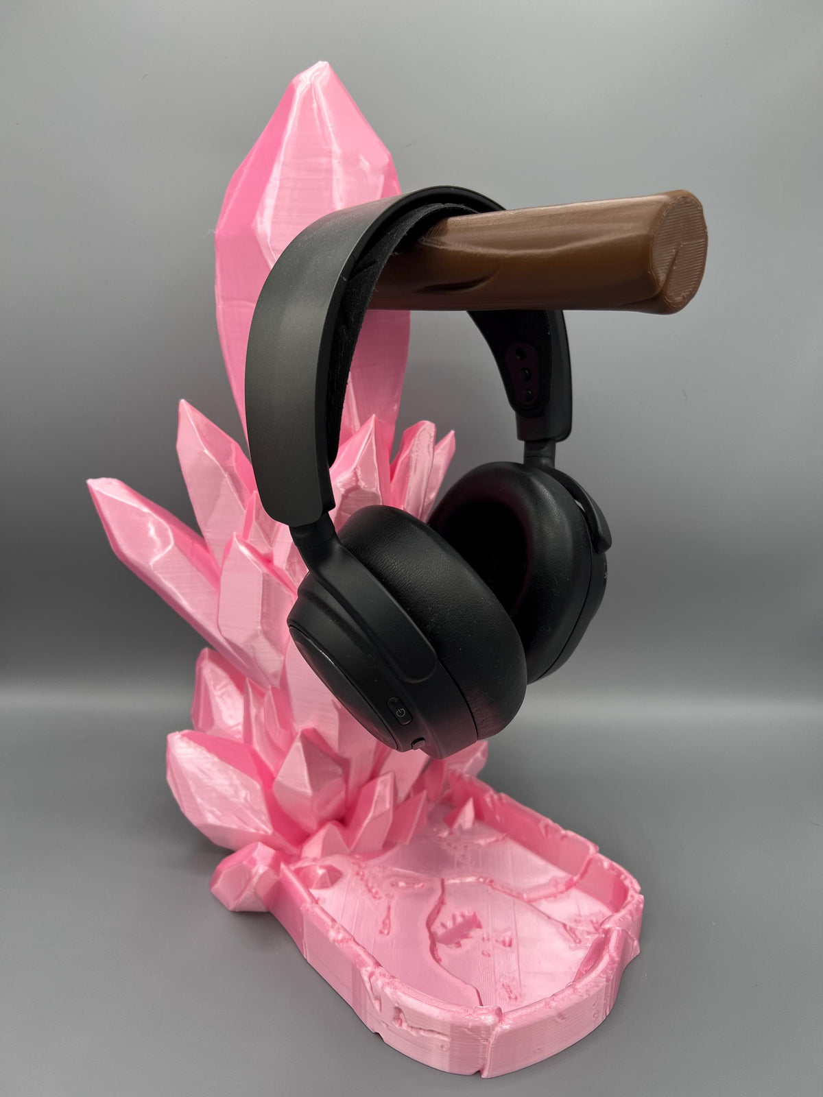 3D Printed Crystal Headphone Stand: Gaming Headset Holder & Desk Organizer