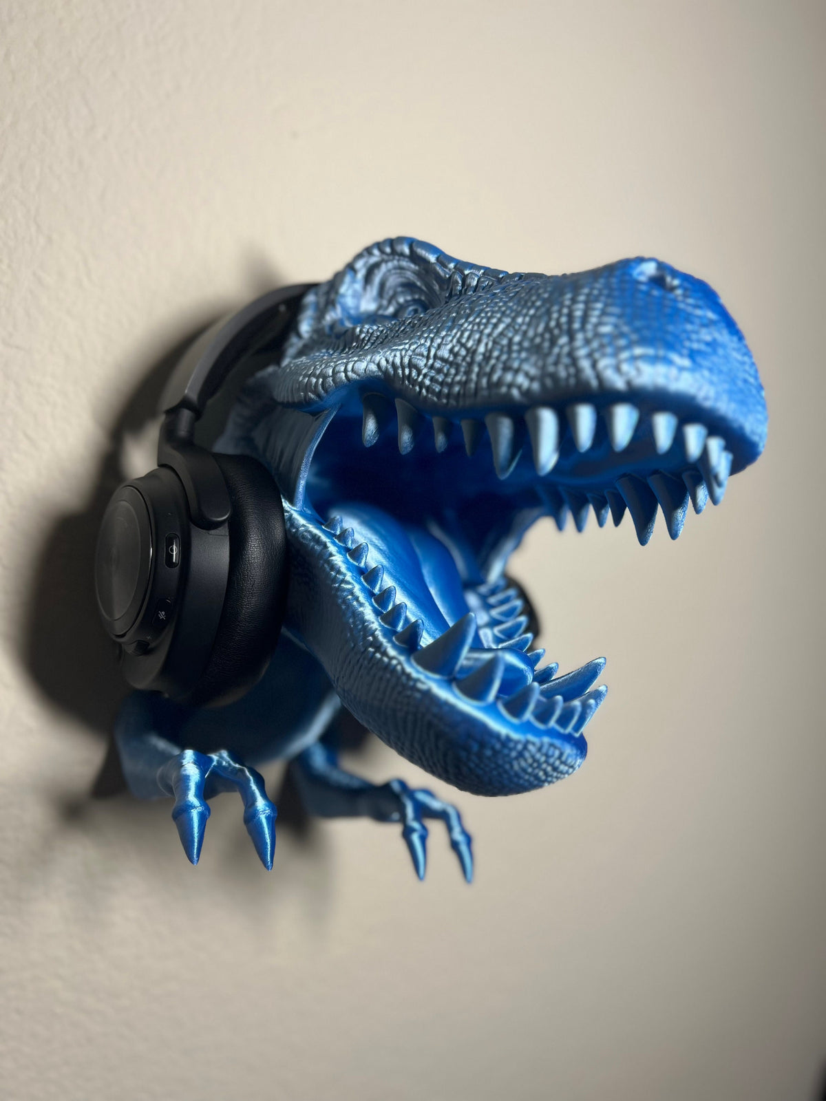 3D Printed T-Rex Headphone Hanger: Wall Mounted Dinosaur Headset Holder