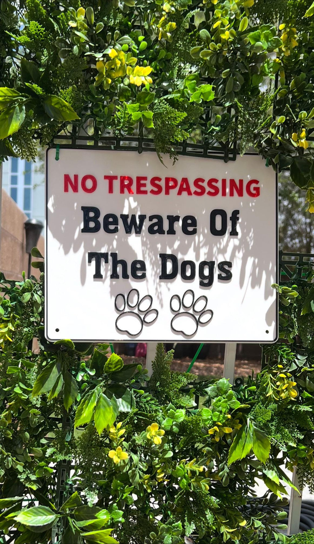 3D Printed Beware of Dogs Sign: Custom Color No Trespassing, PETG Outdoor Safe