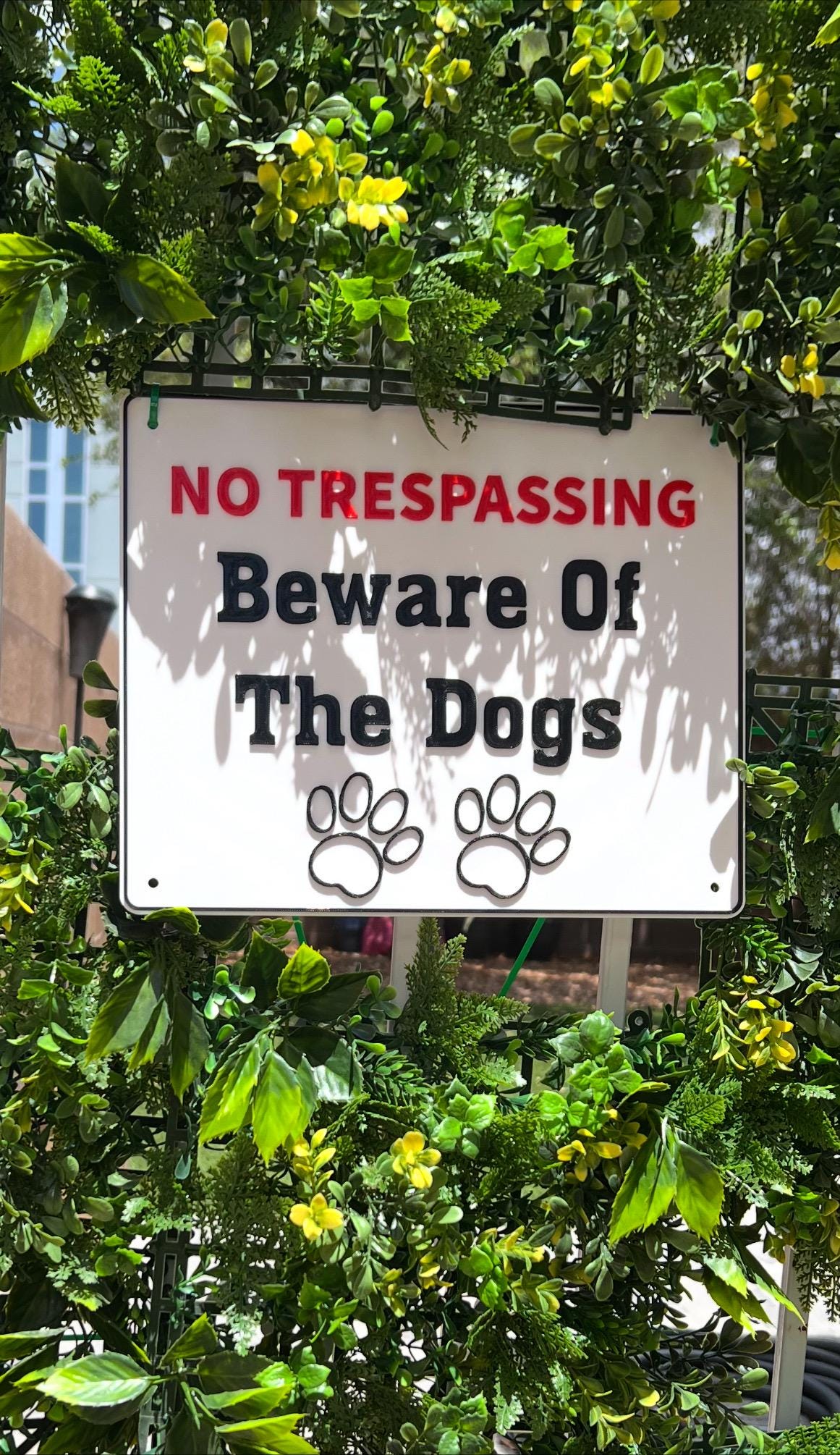 3D Printed Beware of Dogs Sign: Custom Color No Trespassing, PETG Outdoor Safe