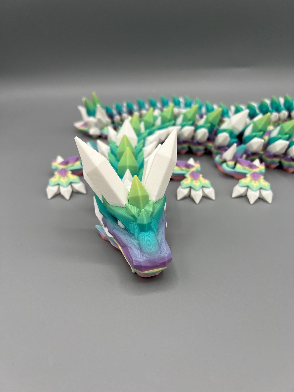 3D Printed Articulated Crystal Dragon: Rainbow Fidget Desk Toy