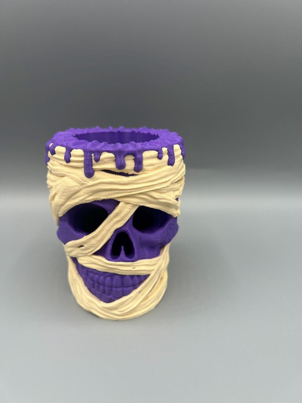 3D Printed Mummy Tealight Holder – Spooky Halloween Decor, Glowing Eyes & Nose