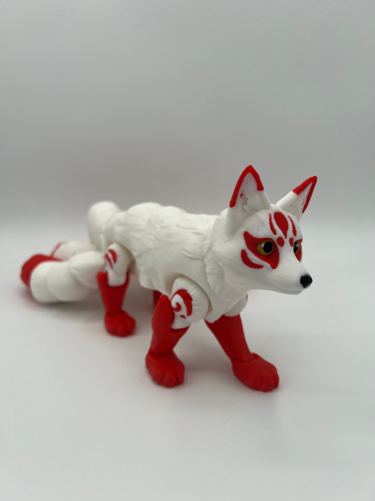 3D Printed Kitsune Figurine: Articulated Flexible Fidget Toy